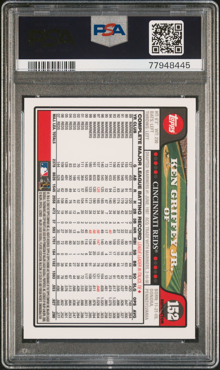 2008 Topps Chrome Ken Griffey Jr. #152 Refractor Psa 10