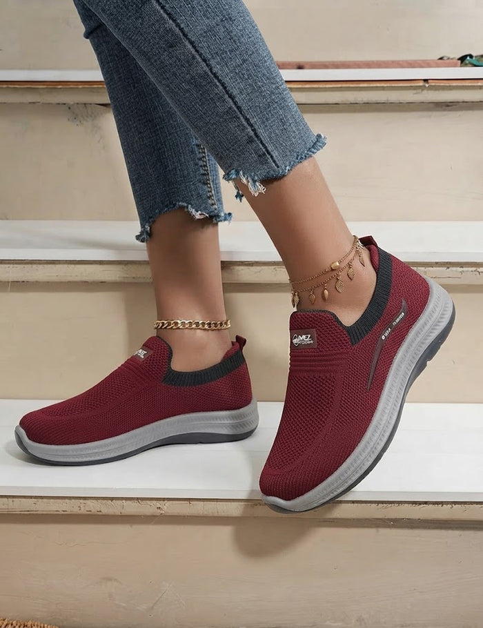 AeroWalk Slip-On Knit Sneakers – Comfort Walking Shoes