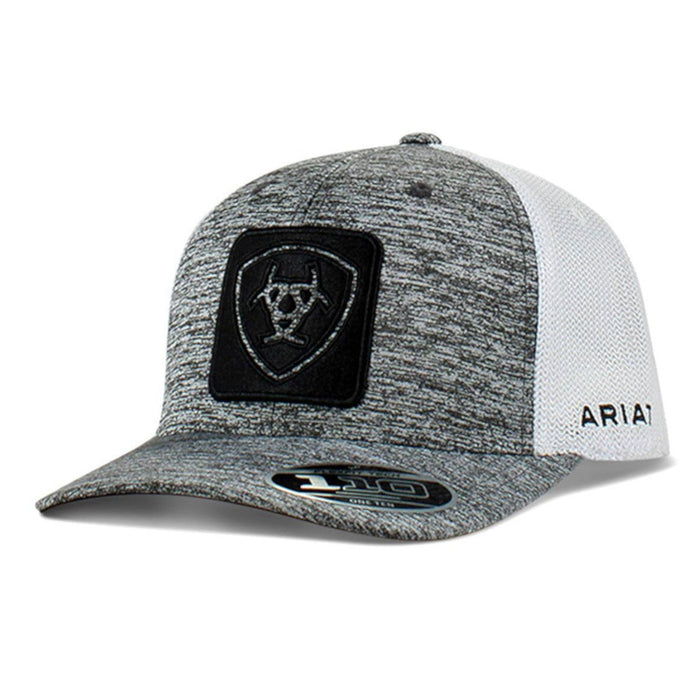 Ariat Cut-Out Logo Flexfit 110 Cap in Grey Heather & White