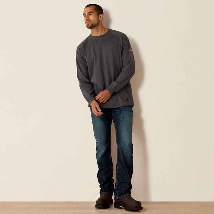 Ariat Men's FR Air Crew Long Sleeve T-Shirt in Charcoal