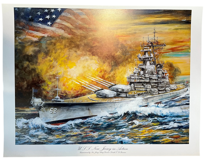 Battleship Kamil Kubik – The USS New Jersey In Action Art Painting Poster