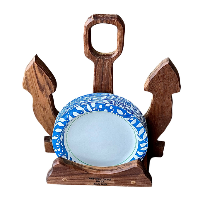 Battleship New Jersey BB-62 Modern Teak Anchor Plate Holder