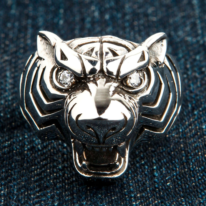 Roaring Tiger Ring in Sterling Silver