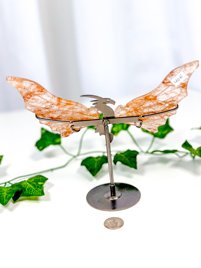 Fire Quartz Dragon Wings on Stand (40E)