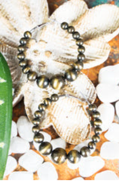 Gold Navajo Pearl Hoop Earrings
