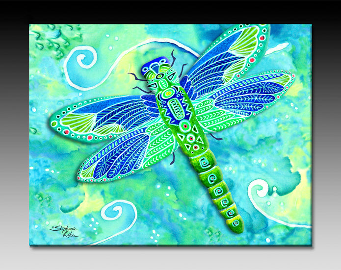 Green Dragonfly Ceramic Tile