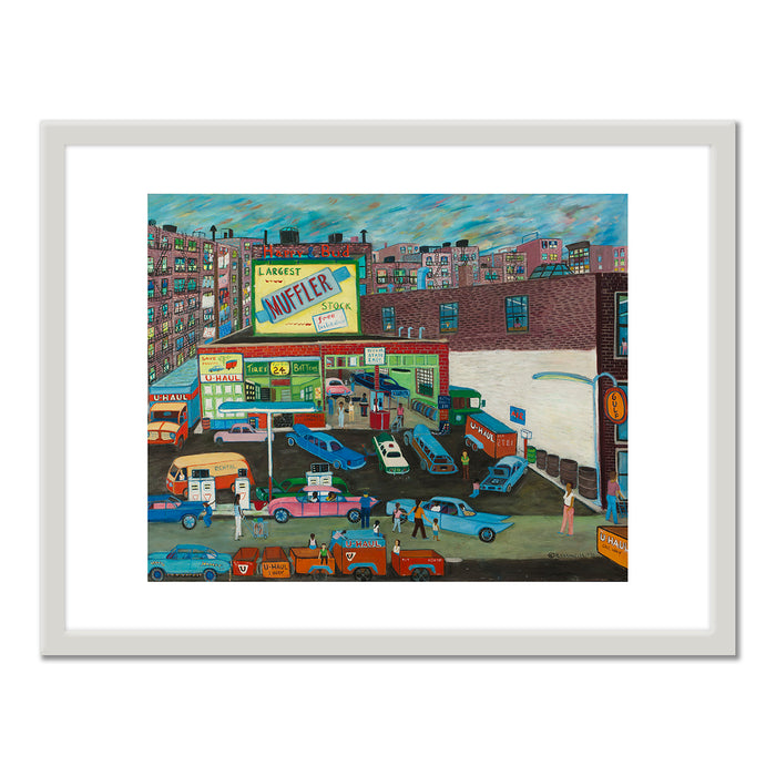 Happy and Bud's Service Station by Ralph Fasanella