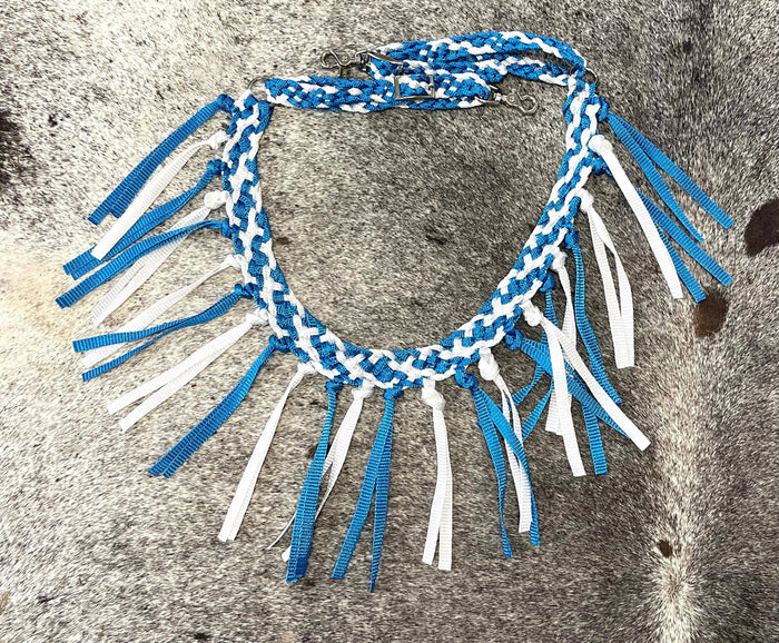 horse tripping collar mule tape blue and white