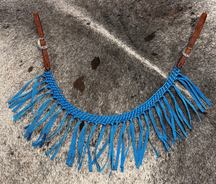 horse tripping collar mule tape blue with leather tugs