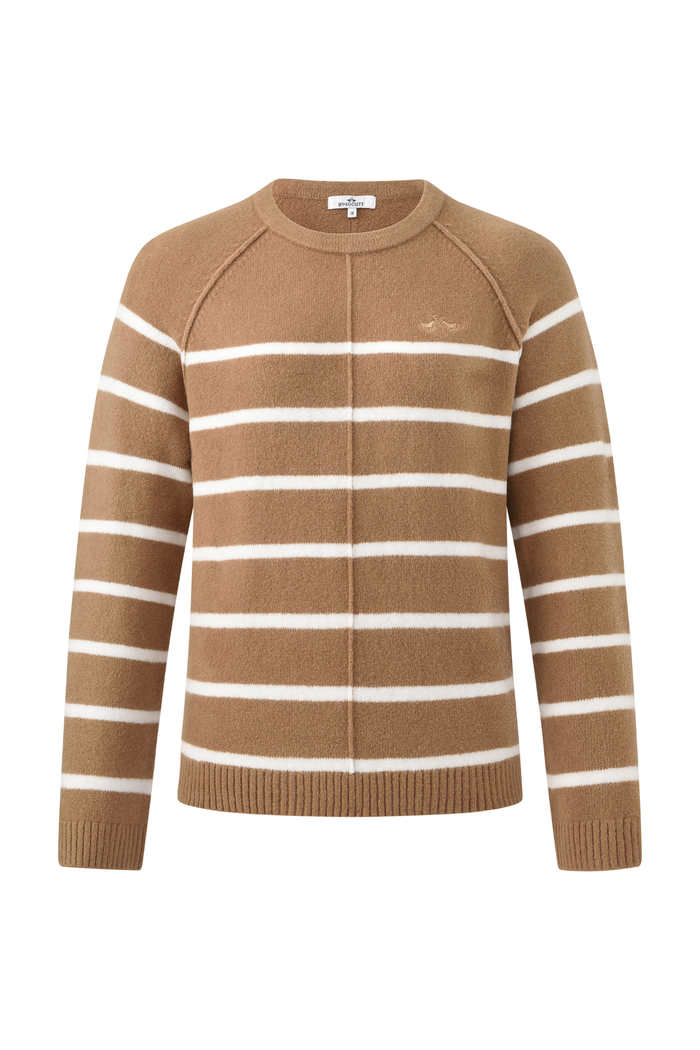 HV Society Jumper HVSNoa Camel 0409103861 striped jumper Shop HV Society at Dotique
