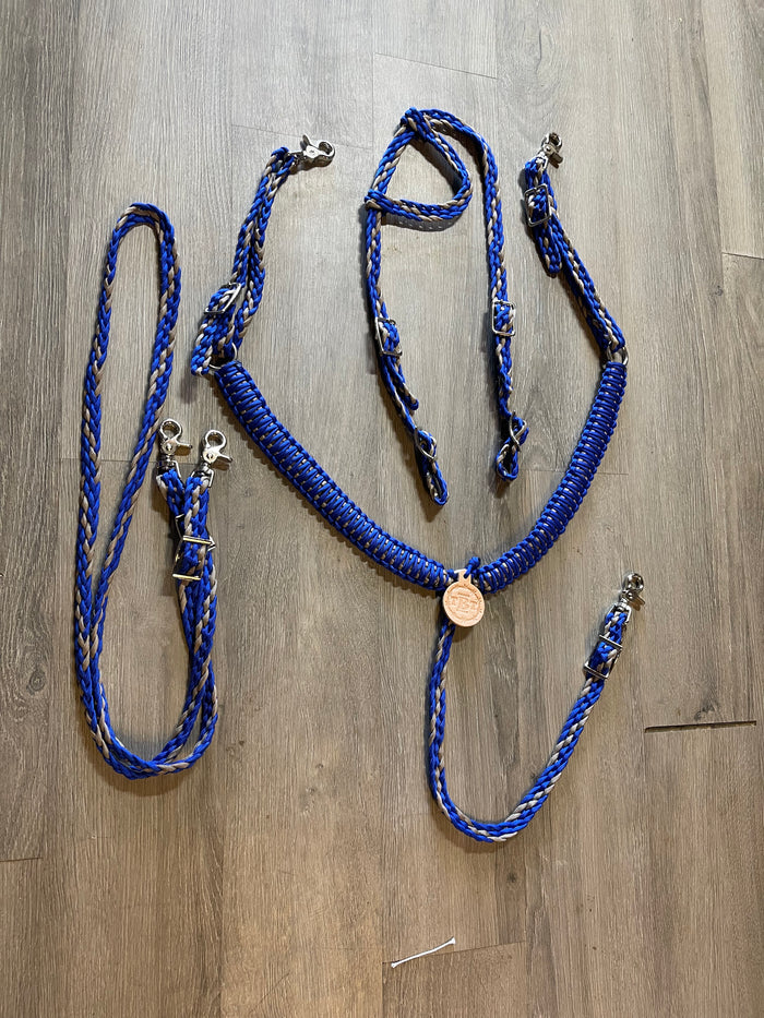 Pony Set- Tan and electric blue - Tiffanys Braided Tack LLC