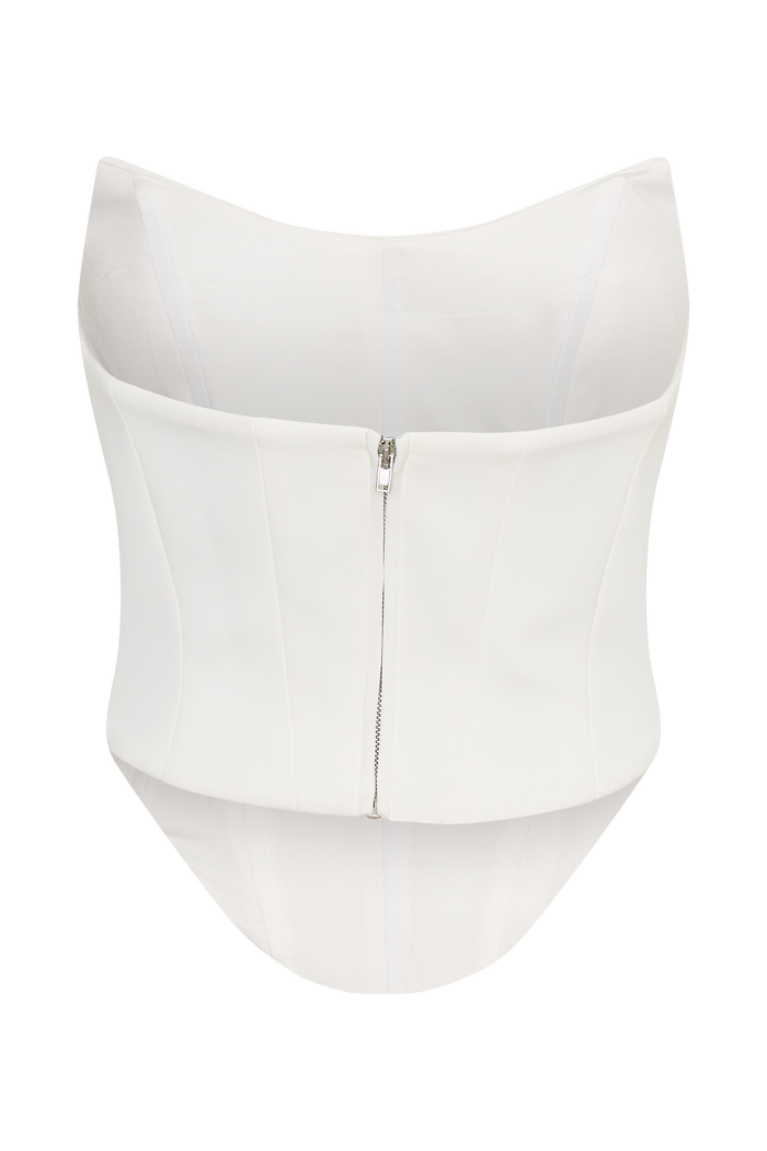 Karina Strapless Scuba Corset - White