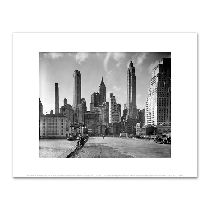 Berenice Abbott, Manhattan Skyline: I. South Street and Jones Lane, Manhattan, 1936, New York Public Library. Fine Art Prints in various sizes by Museums.Co