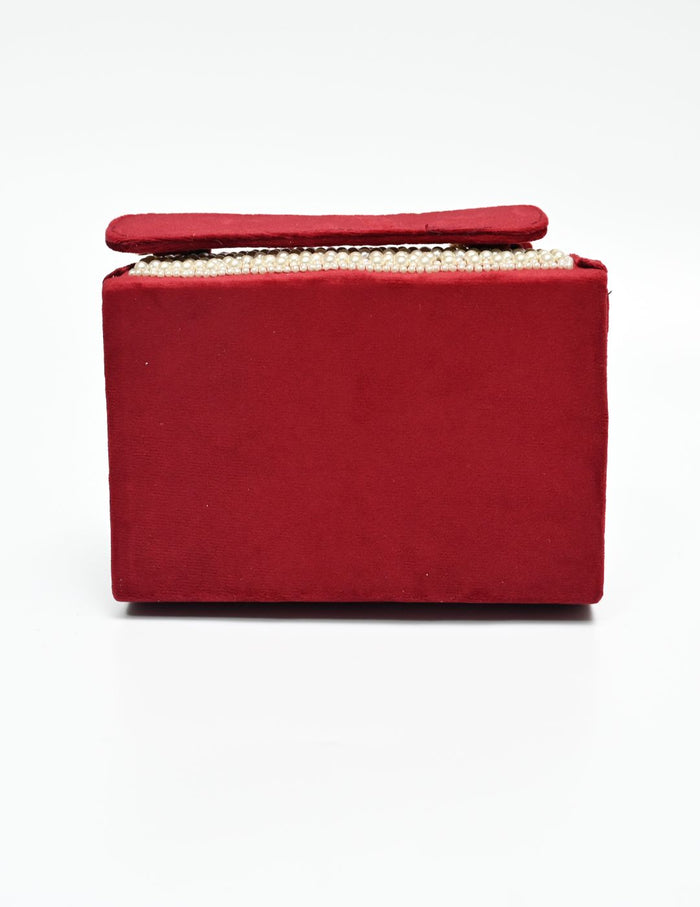 Maroon Pearl beaded box clutch