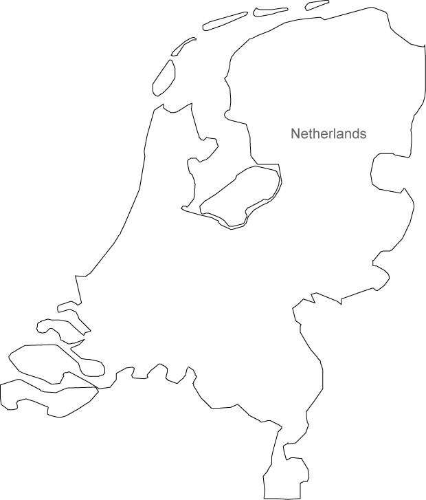 Digital Black & White Netherlands map in Adobe Illustrator EPS vector format