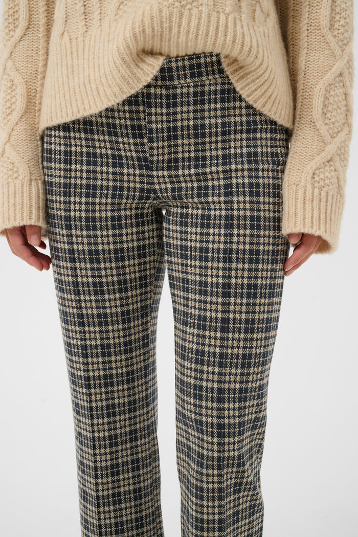 Part Two PontasPW Trousers Dark Navy Check 30305506 styled on model Shop Part Two at Dotique