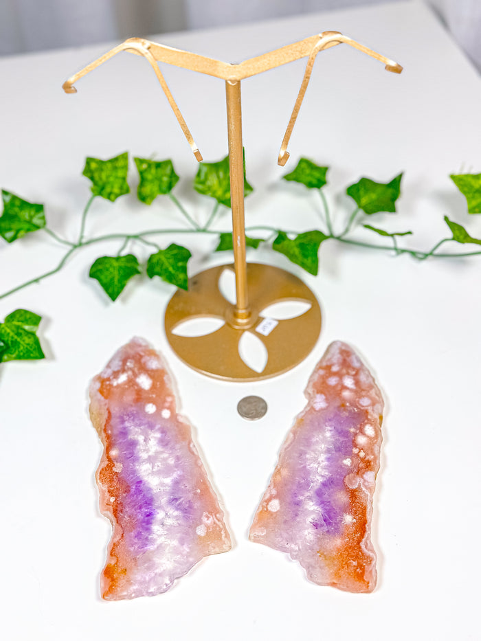 Pink Amethyst Butterfly Wings on Stand (202)