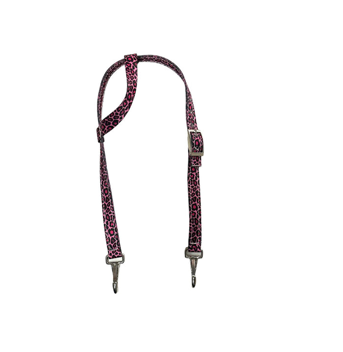 Pink Cheetah print tack set breast collar and headstall nylon horse size