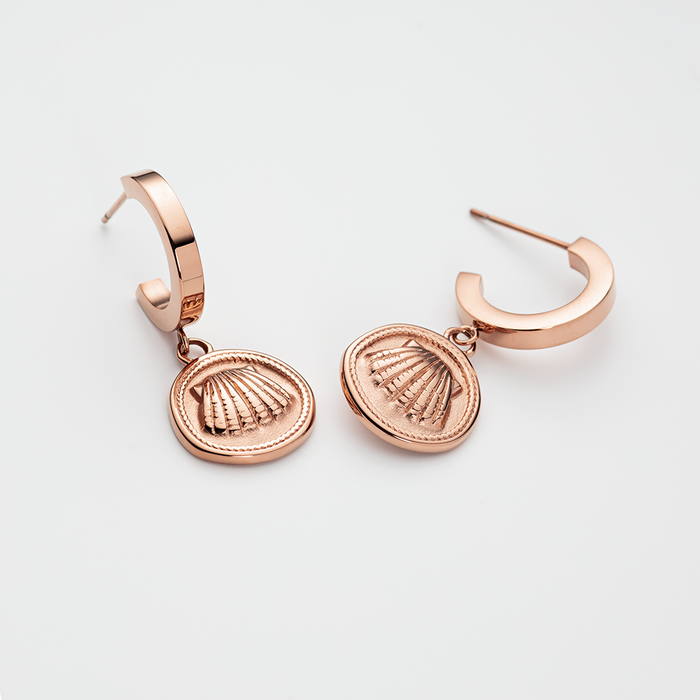 Scallop Coin Ohrring Roségold
