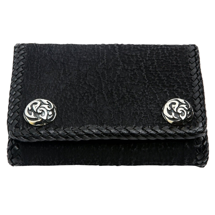 shark skin leather biker wallet for chain