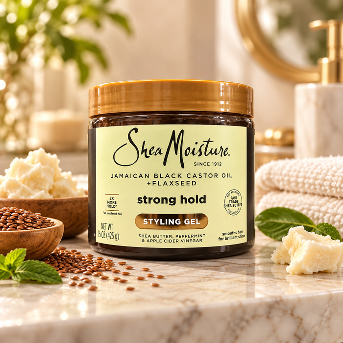 SheaMoisture Jamaican Black Castor Oil and Flaxseed Strong Hold Styling Gel 15oz for curls coils sleek styles and frizz control