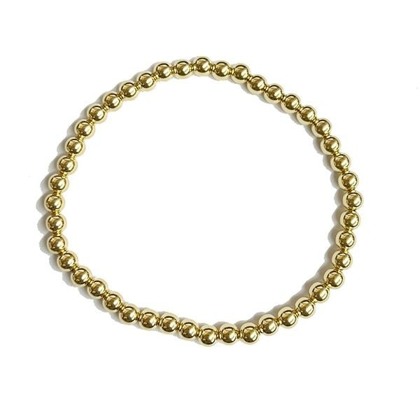 Southern Gates 4mm Sterling Silver Gold Plated Round Bead Elastic, Bracelet. 7" (98806)