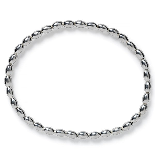 Southern Gates® 3mm Rice Bead Elastic Bracelet Rice Beads Available in: 6" and 7" 925 Sterling Silver Designed and distributed in Charleston, SC Made in Italy Gorgeous sterling silver rice beads pay homage to the Holy City's rice history and South Carolina's agricultural background.