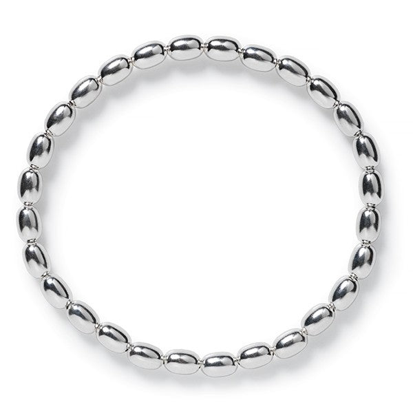 Southern Gates® 3mm Rice Bead Elastic Bracelet Rice Beads Available in: 6" and 7" 925 Sterling Silver Designed and distributed in Charleston, SC Made in Italy Gorgeous sterling silver rice beads pay homage to the Holy City's rice history and South Carolina's agricultural background.