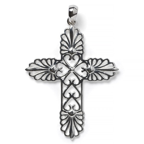 Southern Gates® Palmette Cross Pendant Inspiration Series 45x36mm 925 sterling silver Designed and distributed in Charleston, SC Beautiful scroll designs reminiscent of the ironwork found in historic churches, chapels, and cathedrals have inspired this intricate filigree jewelry. *chain sold separately*