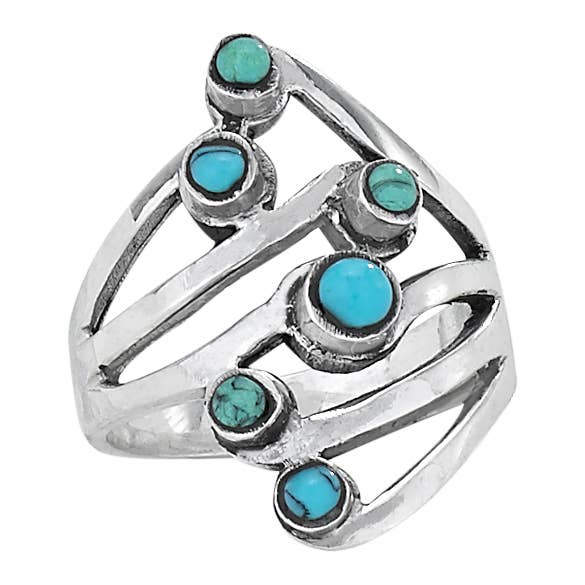 Sterling Silver Turquoise Constellation Ring