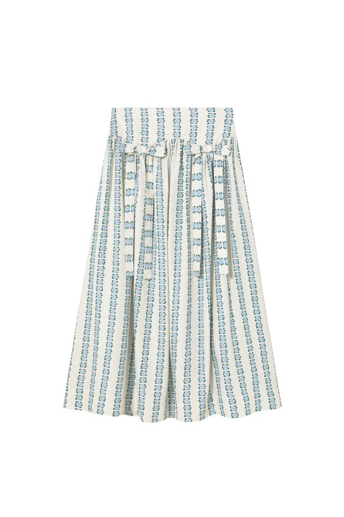 Tiny Big Sister floral striped skirt in a soft, flowing fabric. Light, flattering and easy to wear for spring and summer. Shop at Dotique.