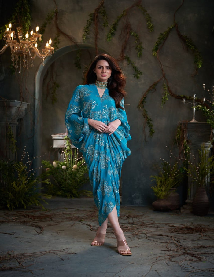 Turquoise festive kurti shop new arrivals