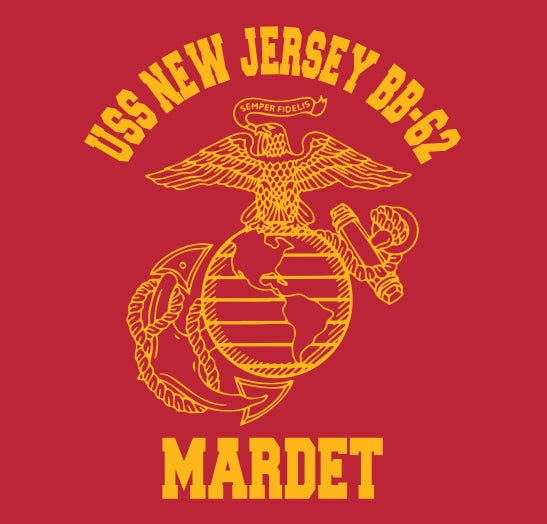 USS New Jersey BB-62 Mardet S/S T-Shirt ( Classic Red)