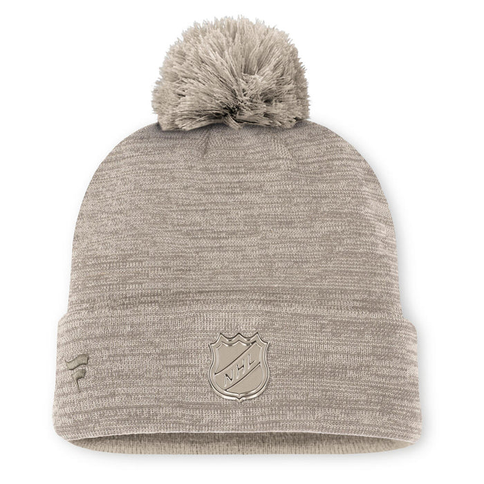Vegas Golden Knights Tan Authentic Pro Road Cuffed Knit Pom Hat