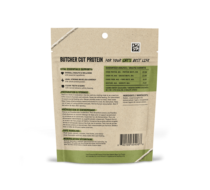 Vital Essentials Cat Freeze-Dried Rabbit Bites Cat Treats