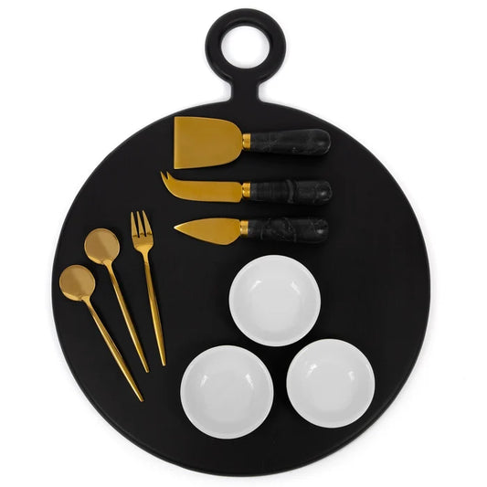 10 Piece Black Charcuterie Board Gift Set