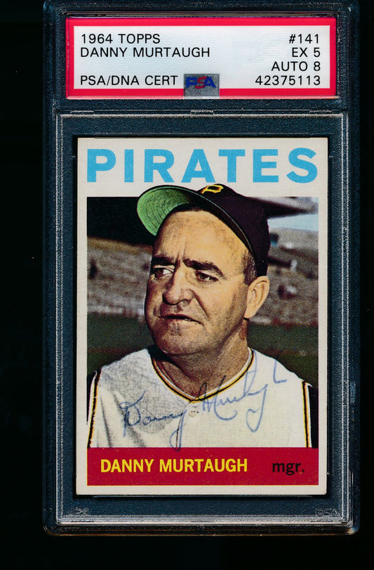 Scan of 1964 Topps 141 Danny Murtaugh PSA/DNA 5 EX Auto 8