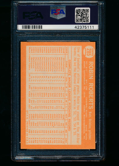 1964 Topps  285 Robin Roberts Auto PSA/DNA 6 EX-MT Auto 7 13426