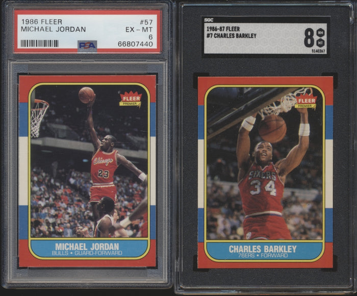 1986 Fleer Basketball Graded Mixer ~ (70 Spots) featuring #57 Jordan PSA 6