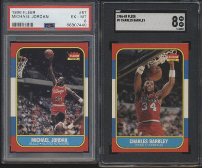 1986 Fleer Basketball Graded Mixer ~ (70 Spots) featuring #57 Jordan PSA 6