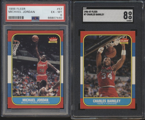 1986 Fleer Basketball Graded Mixer ~ (70 Spots) featuring #57 Jordan PSA 6