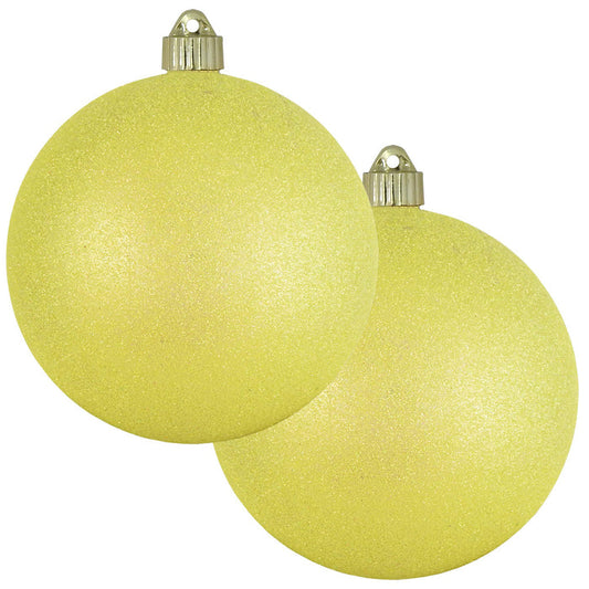 2 Pack - 6" (150mm) Glitter & Glitz Commercial Grade Indoor Outdoor Shatterproof Plastic Ball Ornaments