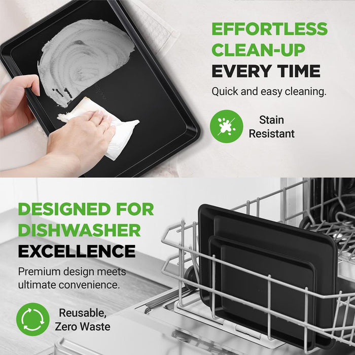 2-Piece Nonstick Cookie Sheets, Durable Carbon Steel, Easy Clean
