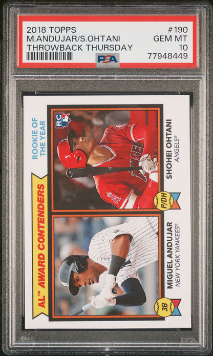 2018 Topps Throwback Thursday #tbt Shohei Ohtani/andujar  #190  Psa 10 Rc