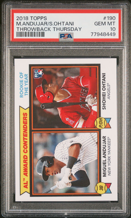 2018 Topps Throwback Thursday #tbt Shohei Ohtani/andujar  #190  Psa 10 Rc