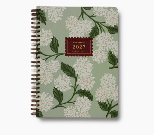 2027 Sage Hydrangea 12-Month Softcover Spiral Planner