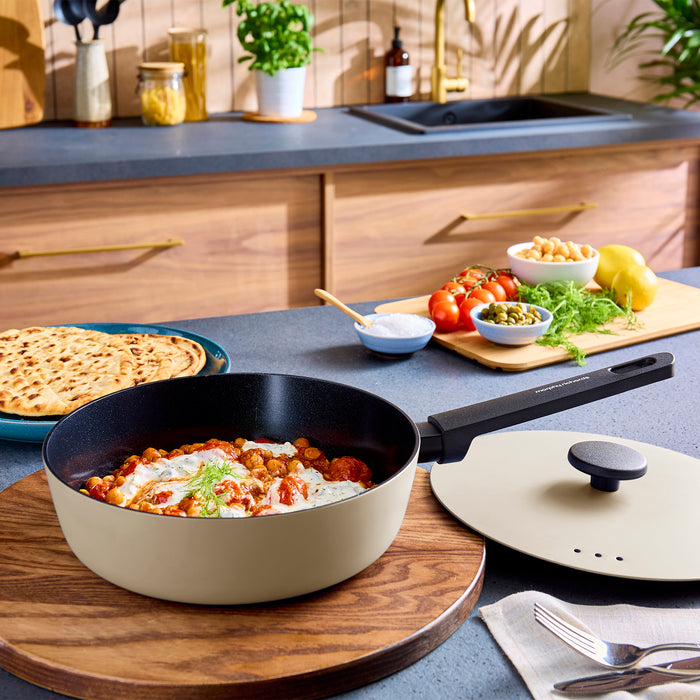 24cm Forged Aluminium Saute Pan - Cream