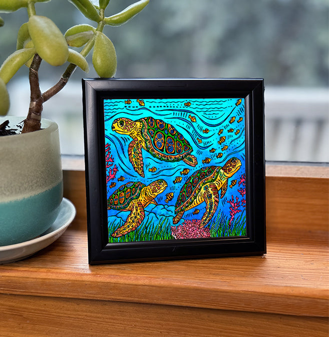 3 Loggerheads Framed Art