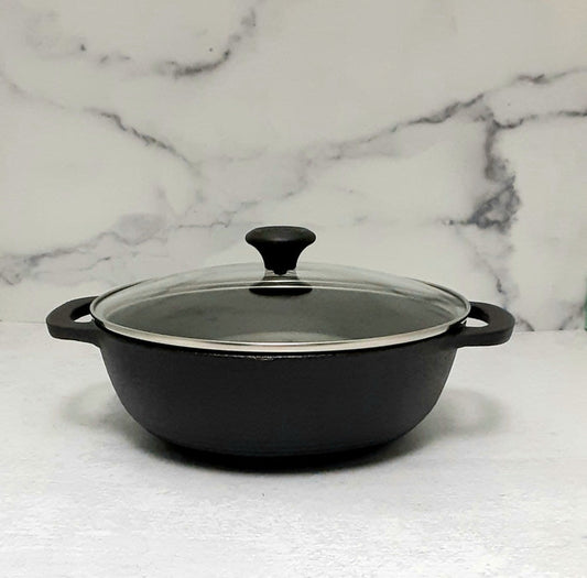 3 QT Cast Iron Braiser with Glass Lid