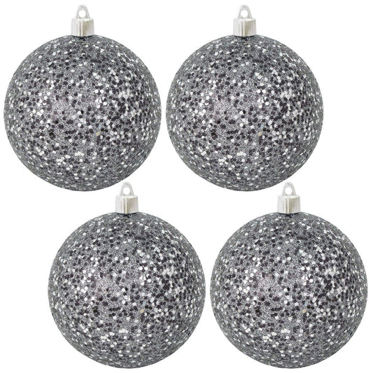 [4 Pack] 4 3/4" (120mm) Glitter/Glitz Finish Commercial Grade Shatterproof Ball Ornaments